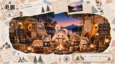 ぬいぐるみたちと星空キャンプの夜
