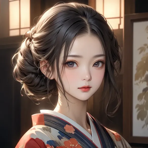 柔らかな光の和装少女