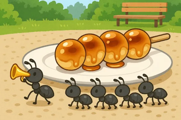 アリたちの団子大行進