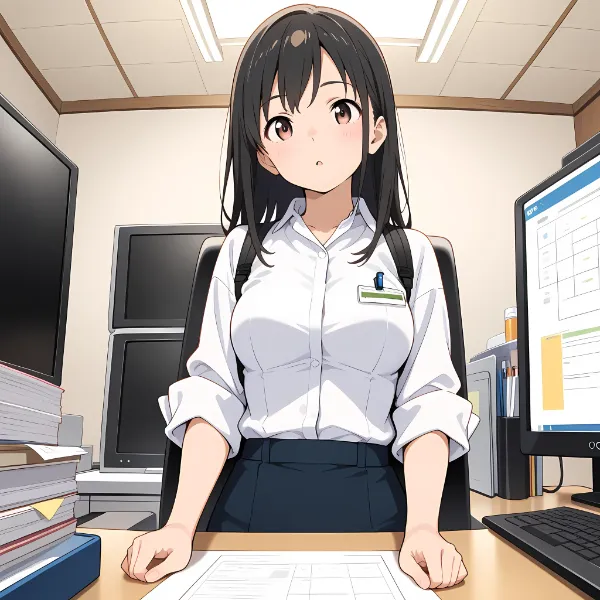 オフィスでハードワーク