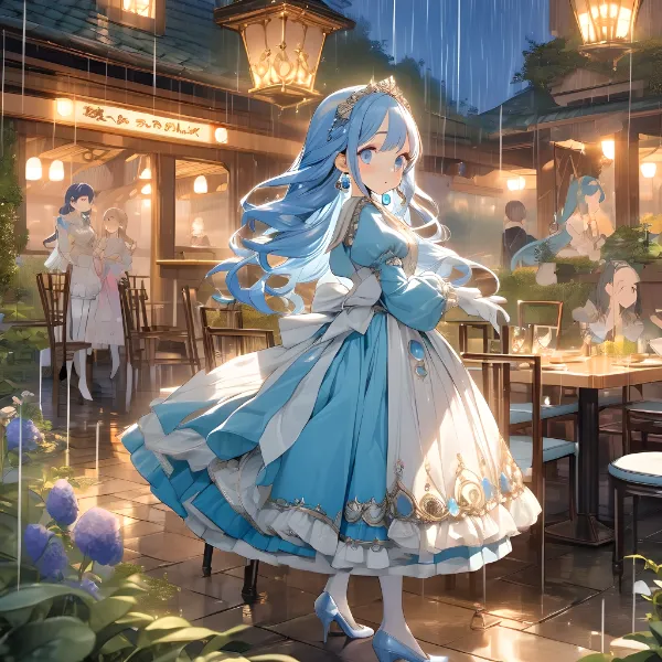 雨夜に輝く青い姫の秘密の晩餐
