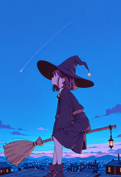 流れ星に託す小さな魔女の願い