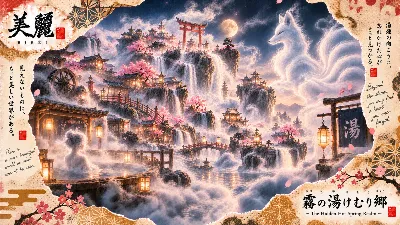 白狐が誘う霧隠れの湯郷