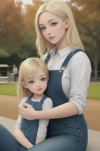 秋の公園で母娘の温かな時間