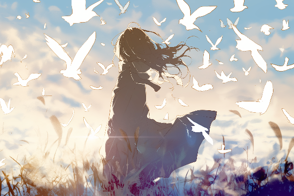 白い鳥の舞う丘