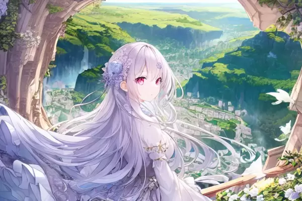 絶景に立つお姫様