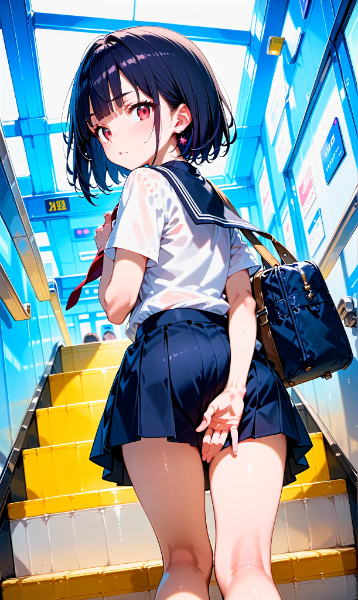 ボブカットちゃん通学中