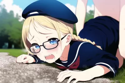 (眼鏡、三つ編み)学校帰りの金髪少女 その2