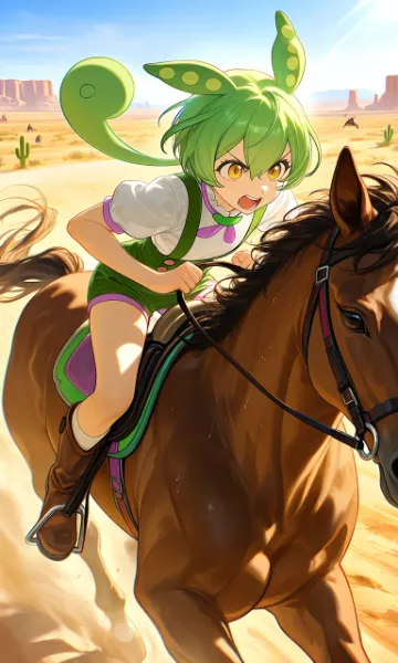 砂漠を駆ける緑の冒険者