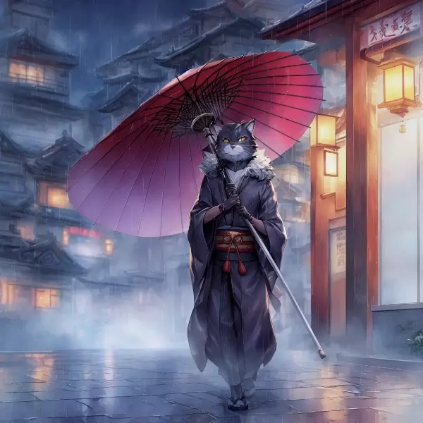 サイバーシティの猫侍