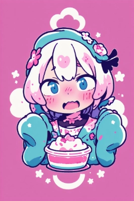 髪がクリーム？の女の子