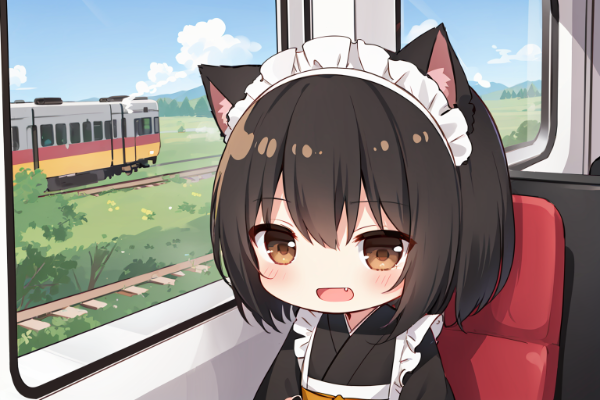 列車に乗ったニャ♪