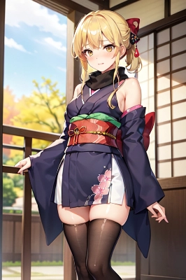 blond kimono woman
