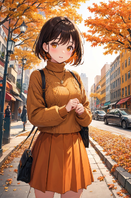 紅葉に合わせたコーデ