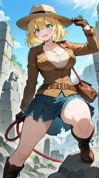 遺跡探索する冒険家(冒険家の日,8月30日 記念日）