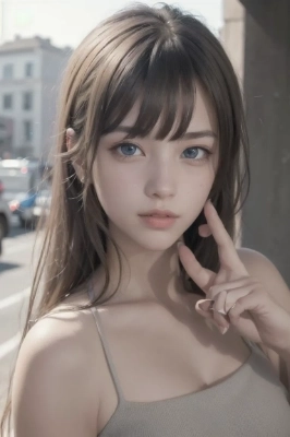 街角で佇む緑髪の少女