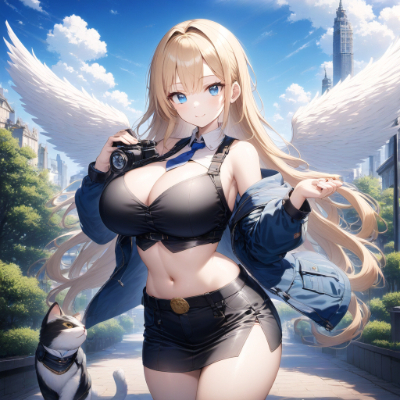 軍服の金髪美少女と猫