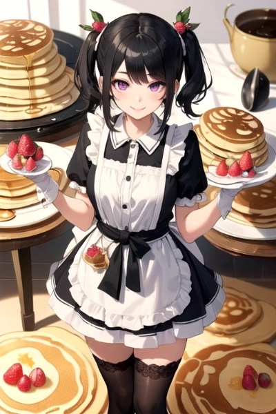 黒髪ツインテール少女とパンケーキ♥（36枚）