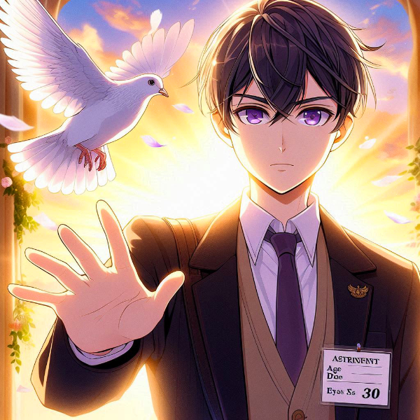 平和な夕焼け空と、黒髪短髪男性・その2(6枚)