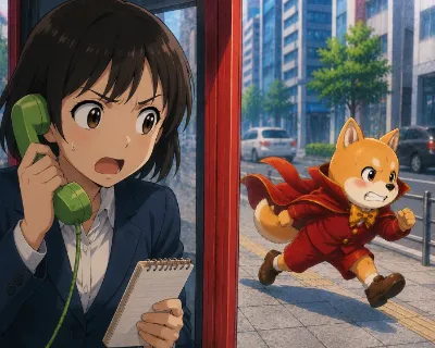 柴犬の魔法使い、街を駆ける