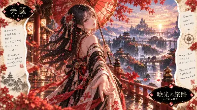 紅葉傘の少女と幻想への旅路