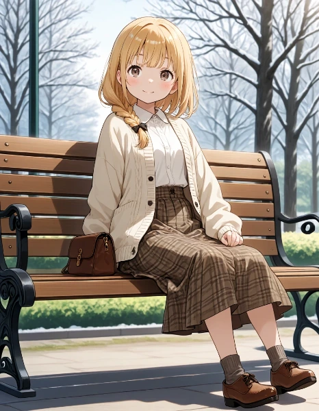 冬のベンチとニーナちゃん