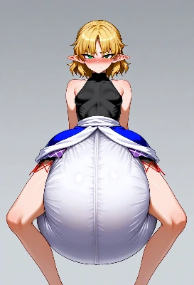 金髪エルフの膨張イラスト
