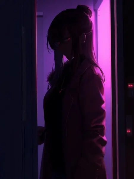 ネオン灯に照らされた彼女