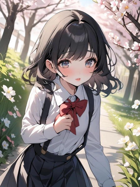 桜の下の女の子