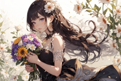 花束を持った女の子