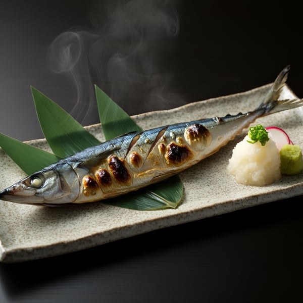 青い光沢と湯気