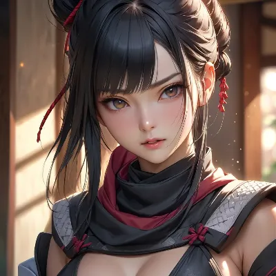 陽光に輝く黒髪の女影