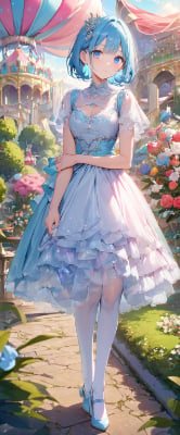 可憐なドレス姿の青髪さん