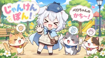 ペロちゃん、じゃんけんをする。