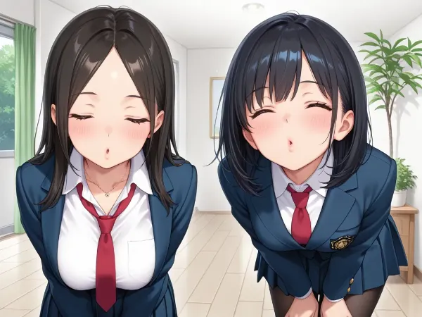 甘いキスを求める女子高生姉妹♥