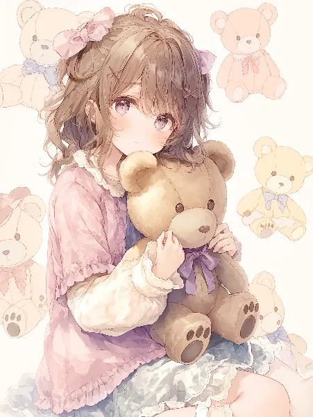 くまぬいぐるみと少女の秘密の時間。