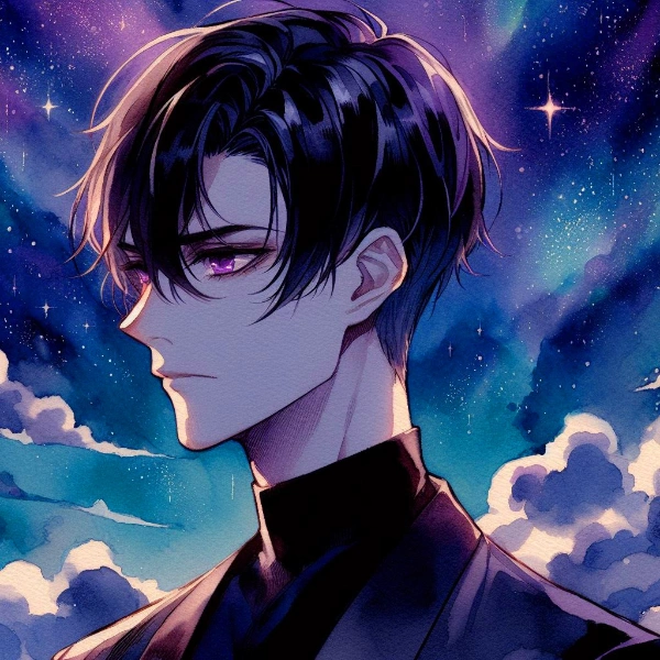 水彩画な、黒髪短髪男性と夜空★その1(28枚)