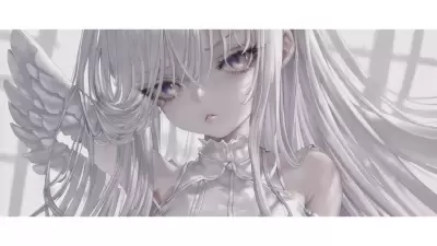 髪の長い白い天使の女の子