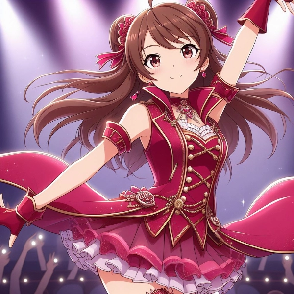 ワインレッドのアイドル衣装