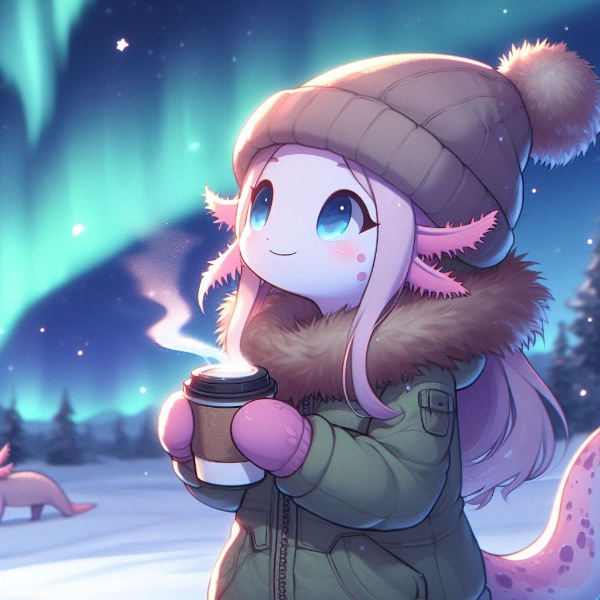 ウーパールーパーとオーロラ