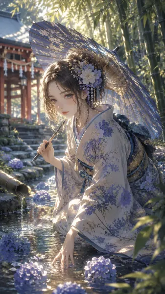 和風美麗イラスト生成GPT：カスタムGPT（GPTs）で作ったイラスト集  美麗イラスト生成・変換GPTの指示文をChatGPTにコピーして、和風テイストにできないか？とあれこれ相談から和風美麗イラスト生成GPTは10分程度で完成しました。