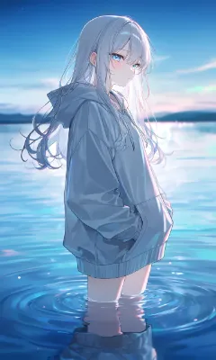 水中に佇む少女