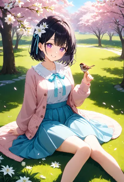 公園でスズメと遊ぶひまり