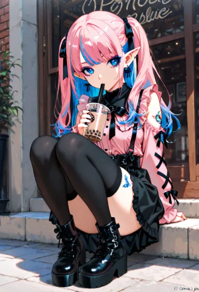 街角カフェのエルフガール