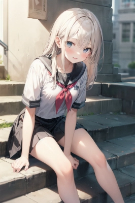 階段少女