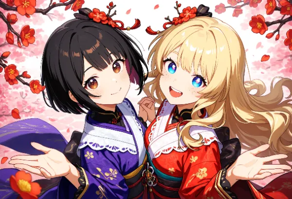 黒髪＆ブロンド・梅が咲いた