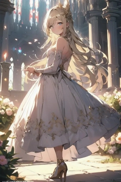 庭園に佇む金色の髪の少女