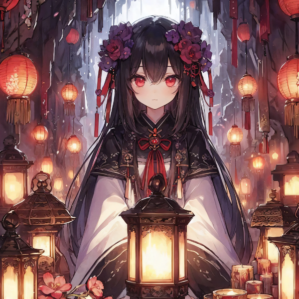 灯篭と和風少女