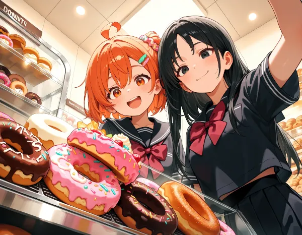 いくらと花音・ドーナツ屋さんに行った