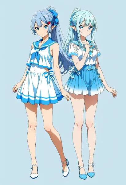 青い髪の双子姉妹の夏の約束